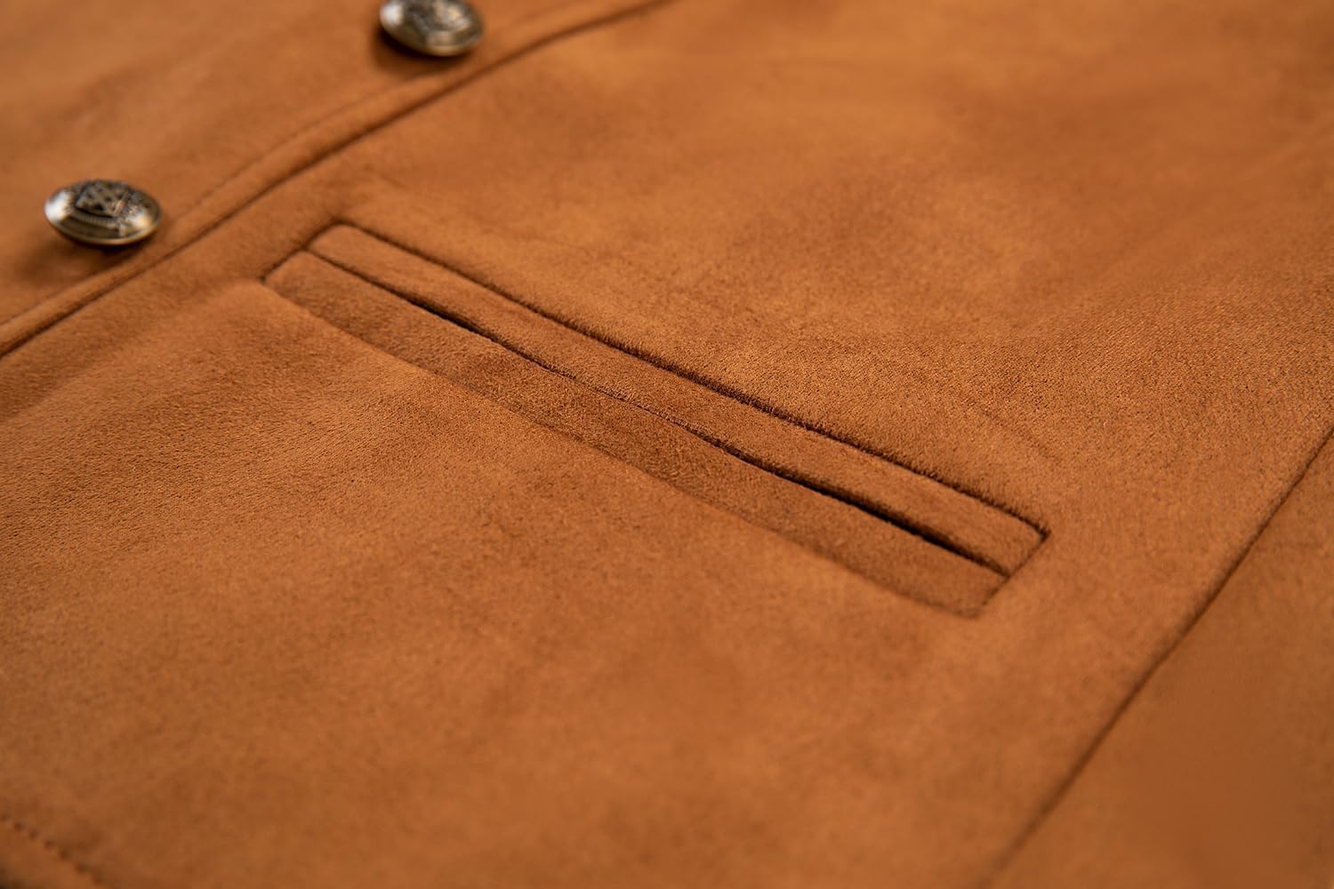 Size L Ceehuteey Mens Suit Suede Double Breasted Vest Classic Groomsmen Wedding Waistcoat Leather Big Lapel